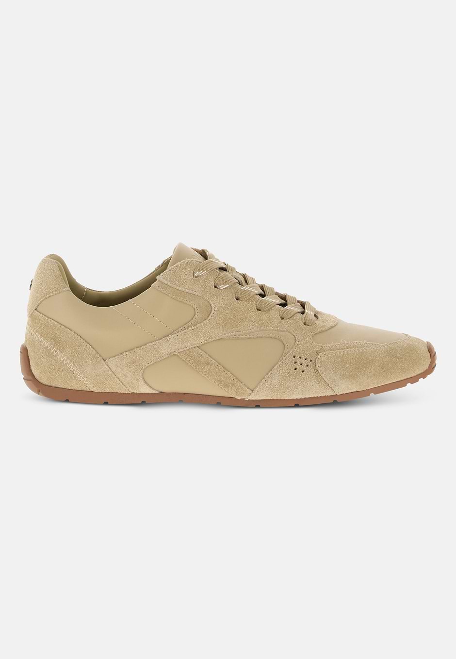 Baskets Running Cuir Suédé et Nappa, Beige, hi-res