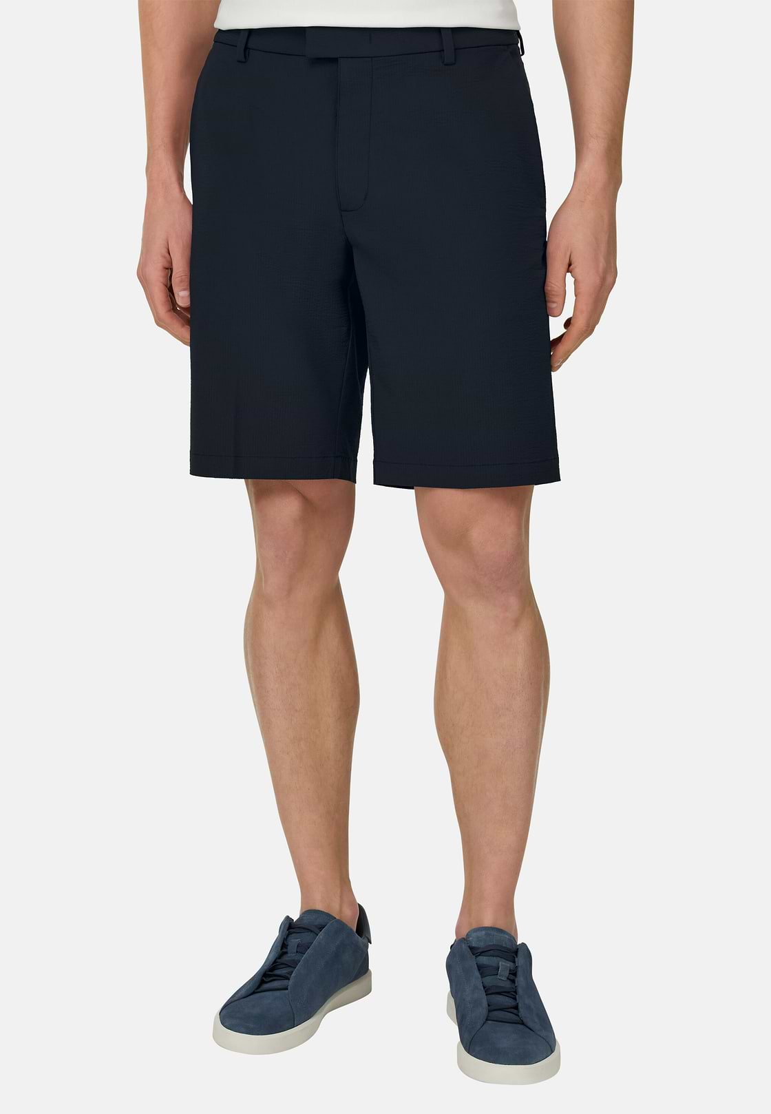 Bermudashorts aus elastischem Seerzucker-Nylon B Tech, Navy blau, hi-res, 1