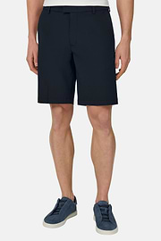 Bermudashorts aus elastischem Seerzucker-Nylon B Tech, Navy blau, thumb, 1