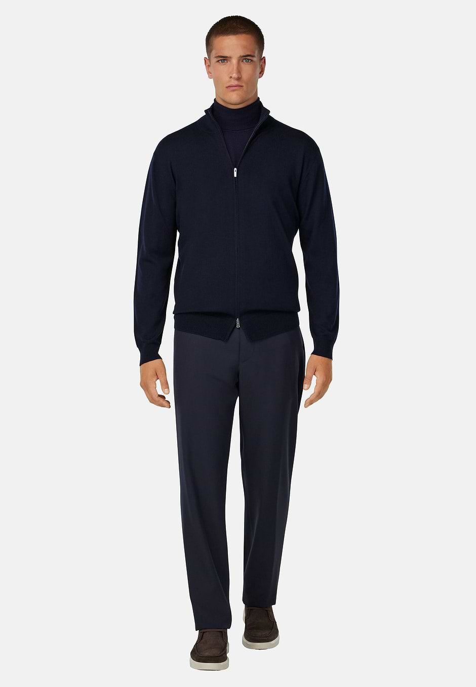 Gilet En Laine Mérinos, bleu marine, hi-res