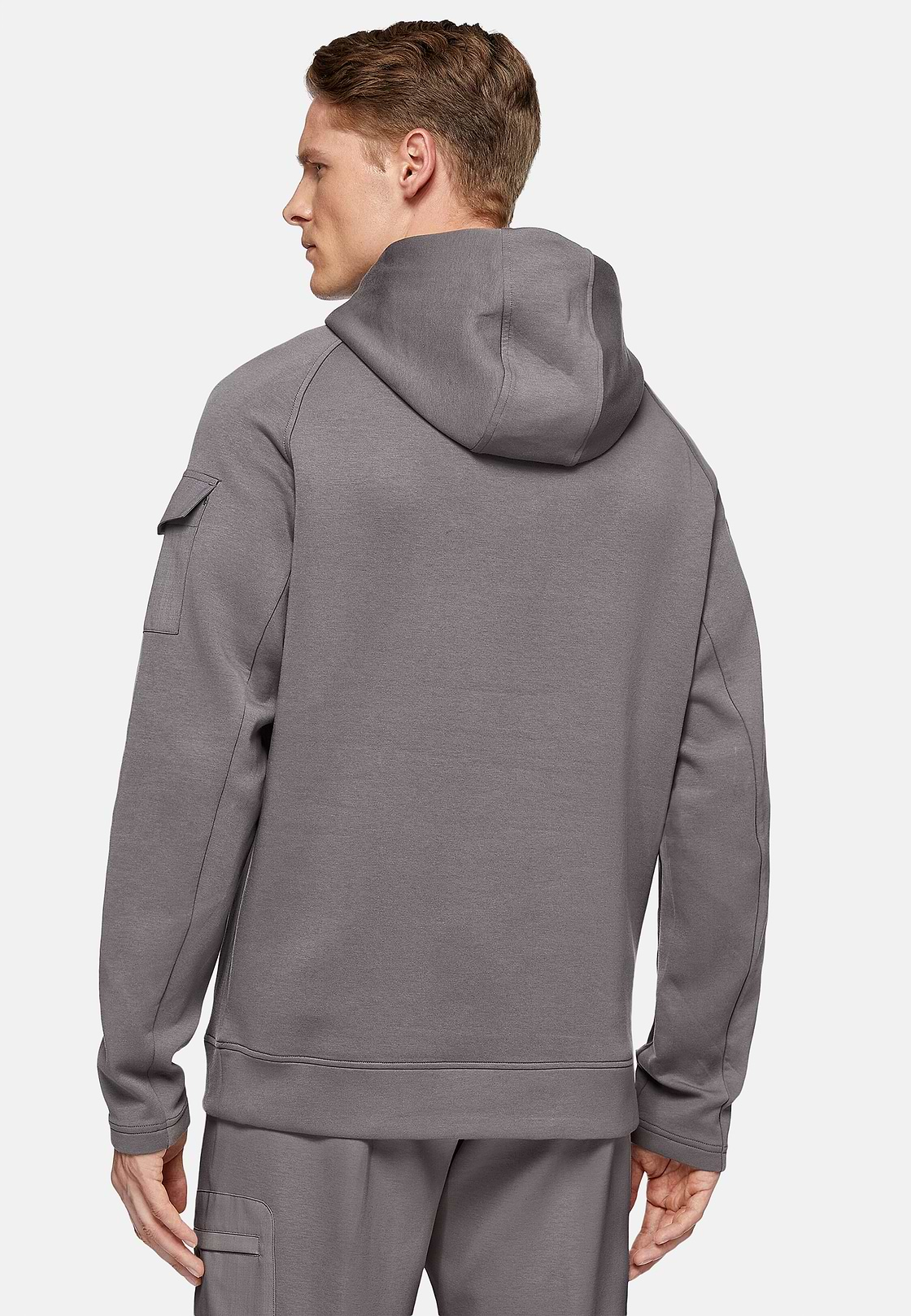 Lightweight Scuba Cotton Blend Hoodie, Dark Grey, hi-res