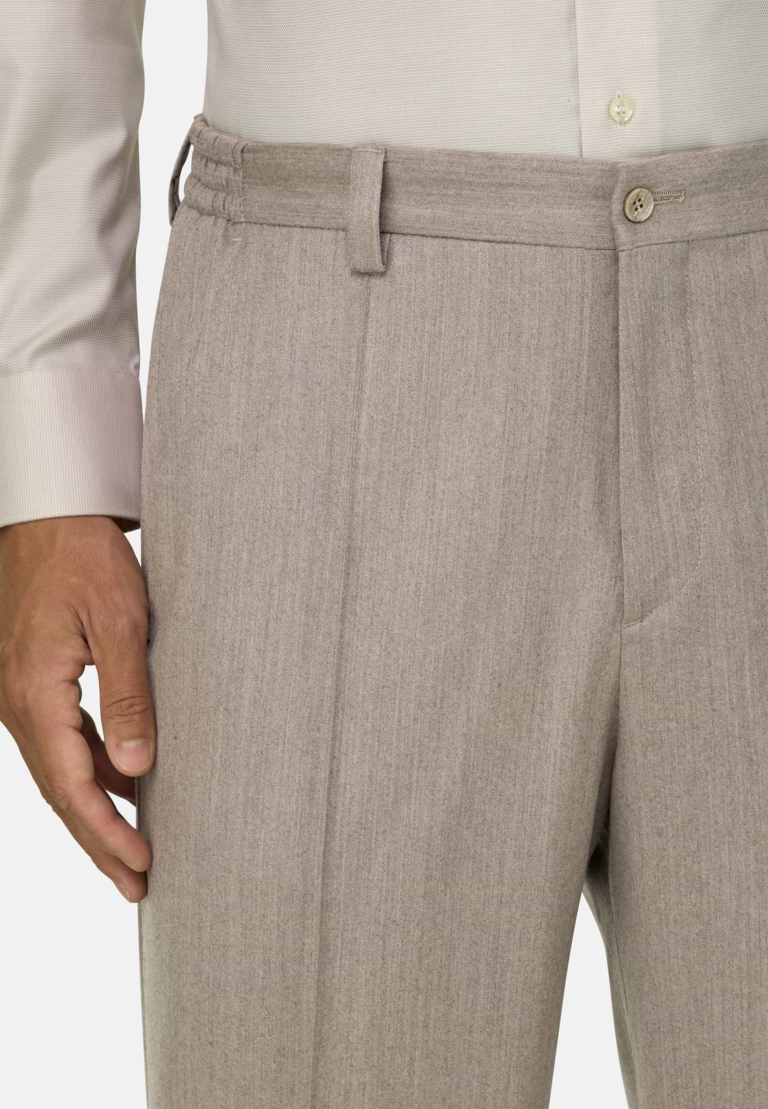 Hose aus melierter Woll-Kaschmir, Sand, hi-res, 3