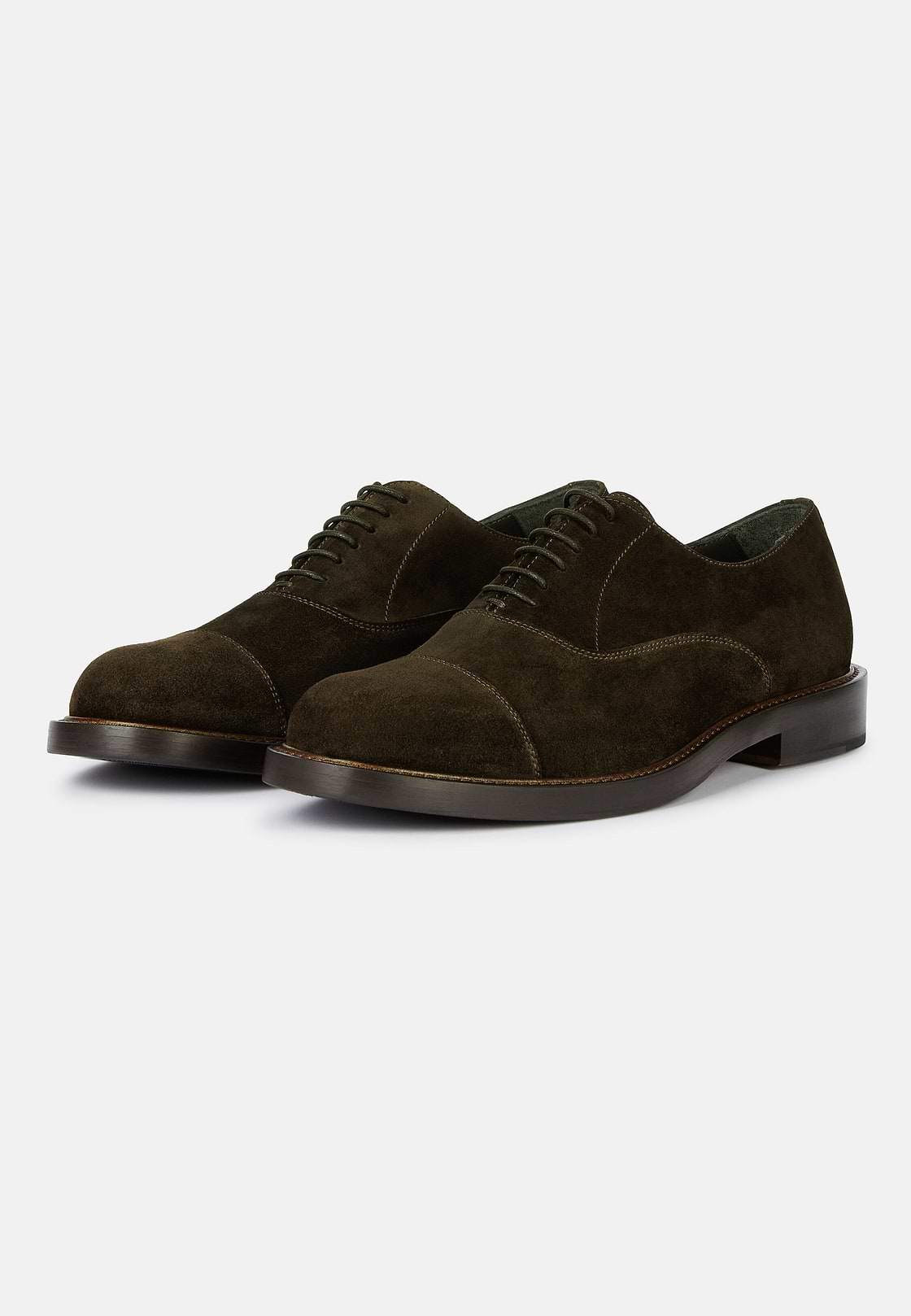 Suede Leather Oxford Style Shoes, Brown, hi-res