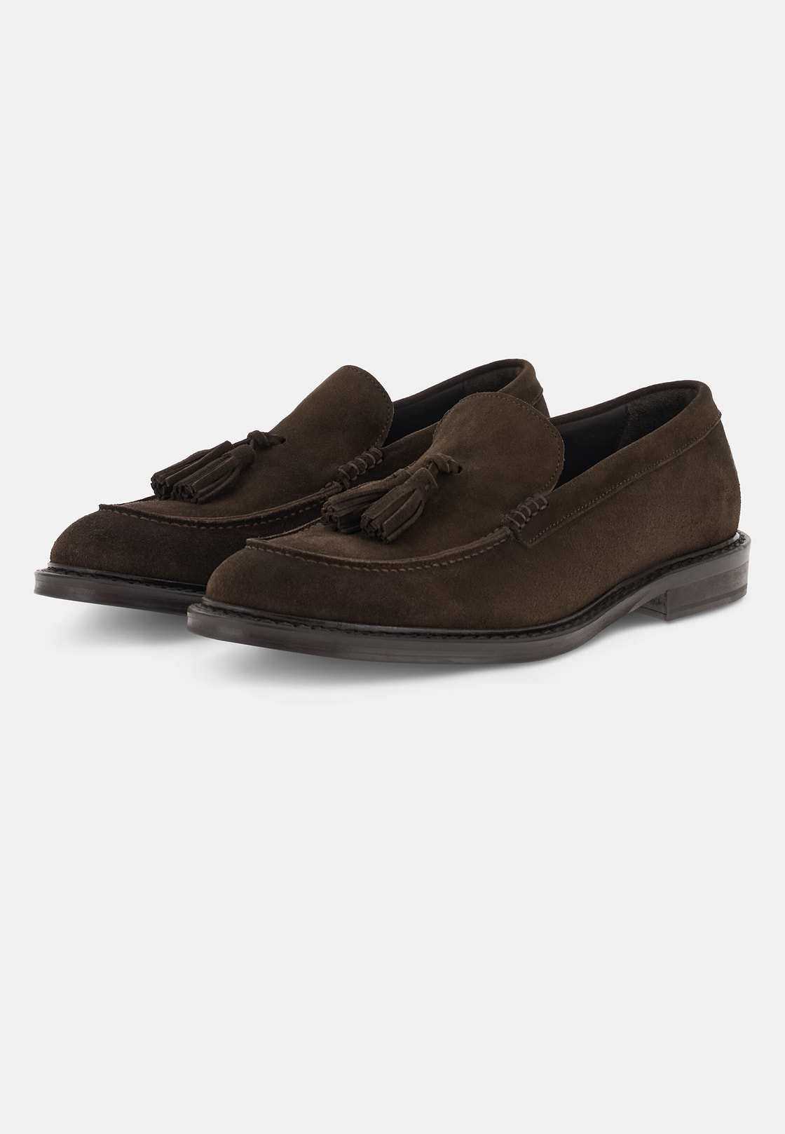 Loafers in Suede Leather, Dark brown, hi-res, 3
