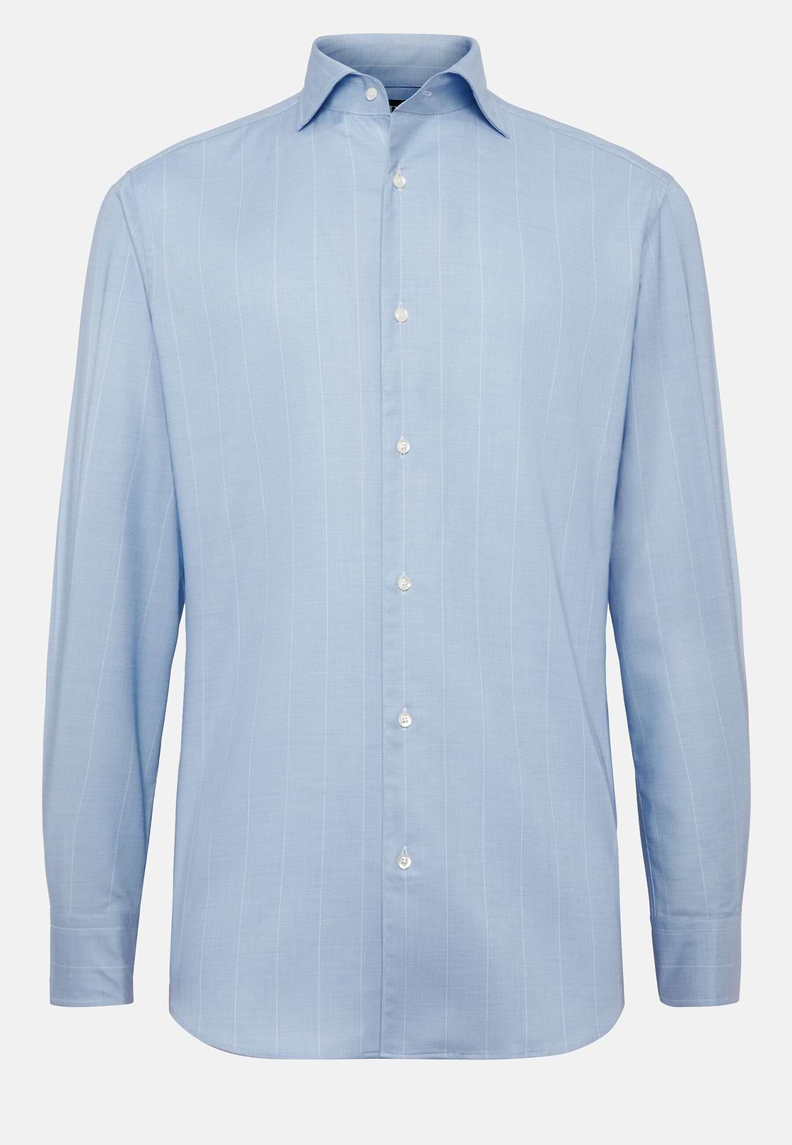 Hemelsblauw regular fit dobby katoenen shirt, Light Blue, hi-res