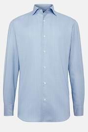 Camicia In Cotone Dobby Azzurra Regular Fit, Azzurro, hi-res