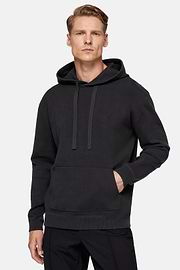 Charcoal Hoodie in Technical Cotton Jersey Fleece, Charcoal, hi-res