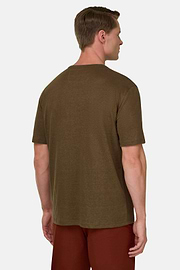 T-Shirt Aus Stretch-Leinen-Jersey, Braun, thumb, 3