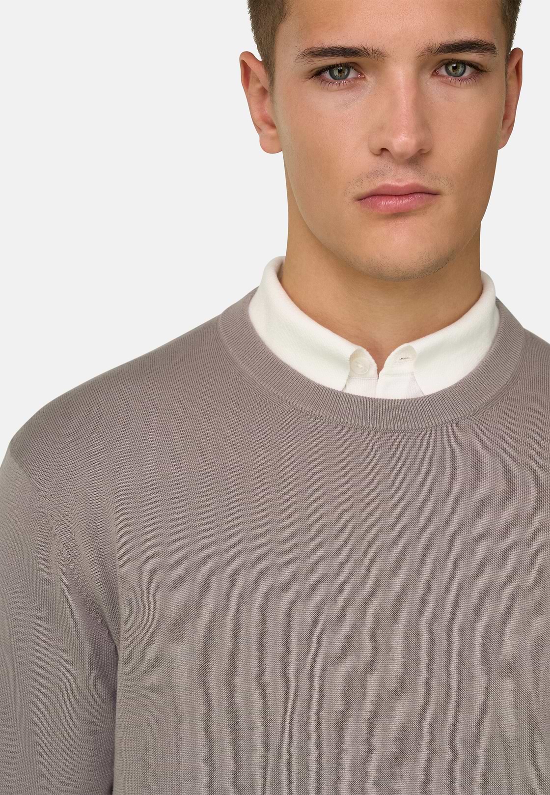 Cotton Crew Neck, Taupe, hi-res, 4