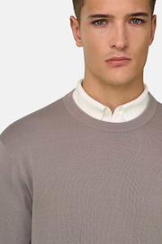 Cotton Crew Neck, Taupe, thumb, 4