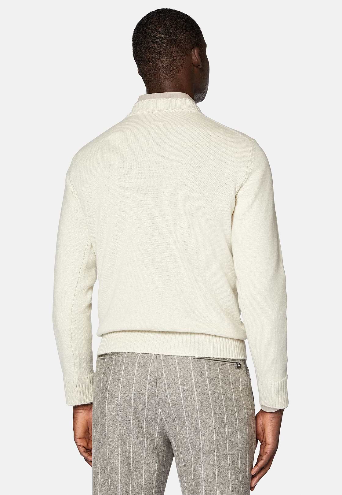 Maglia Girocollo Bianca In Cashmere, Bianco, hi-res