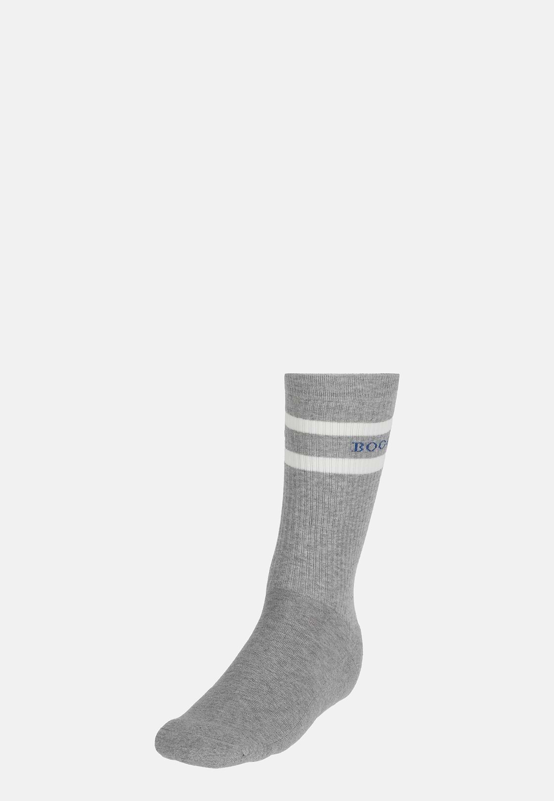 Gestreifte Socken Mit Logo Aus Baumwollgemisch, Grau, hi-res