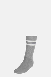 Gestreifte Socken Mit Logo Aus Baumwollgemisch, Grau, hi-res
