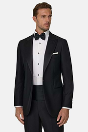 Black Wool Tuxedo with Spear Rever, , thumb, 1