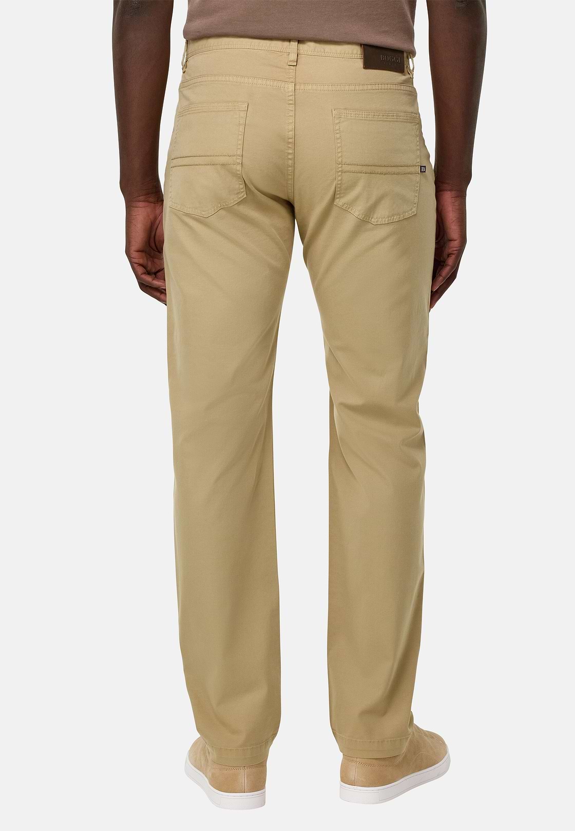 Stretch Cotton 5-Pocket Trousers, Taupe, hi-res