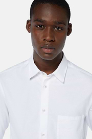 Wit oxford katoenen overhemd met regular fit, White, hi-res