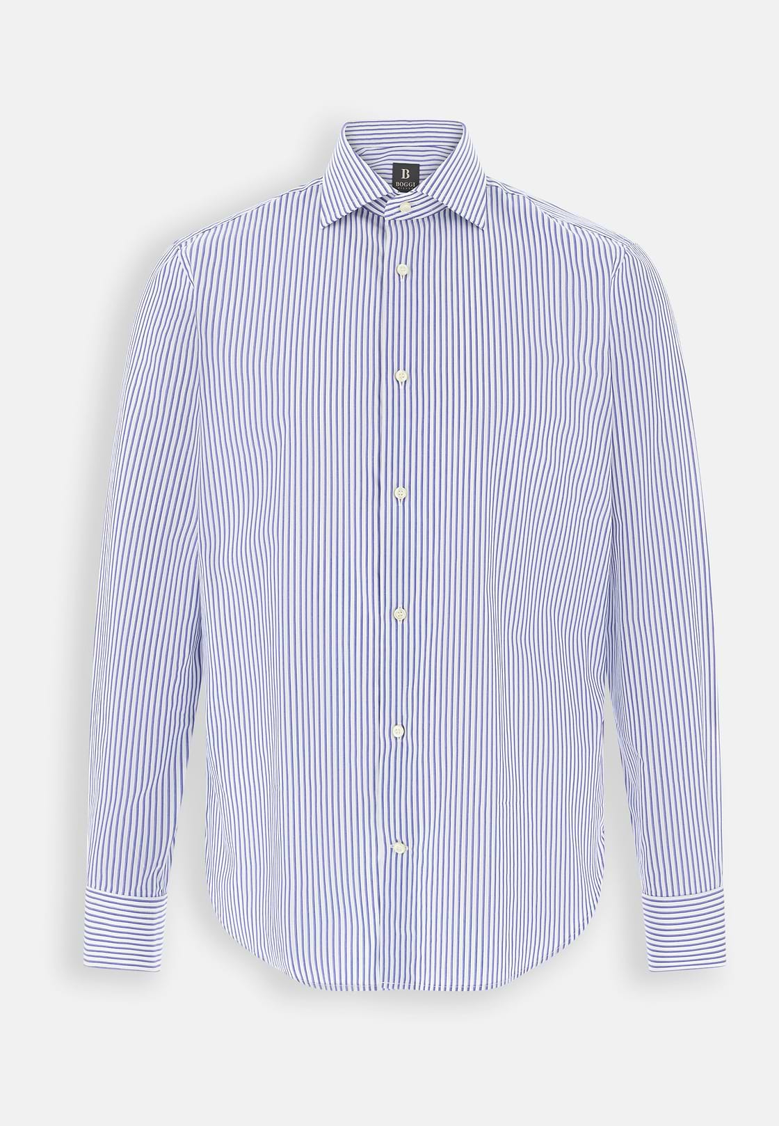 Shirt Striped Cotton Slim Fit, Light Blue, hi-res, 7
