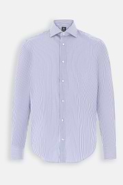 Shirt Striped Cotton Slim Fit, Light Blue, thumb, 7