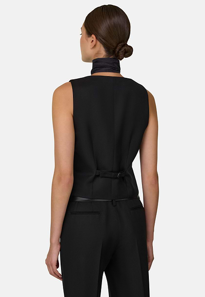 Waistcoat in Wool Blend, Black, hi-res