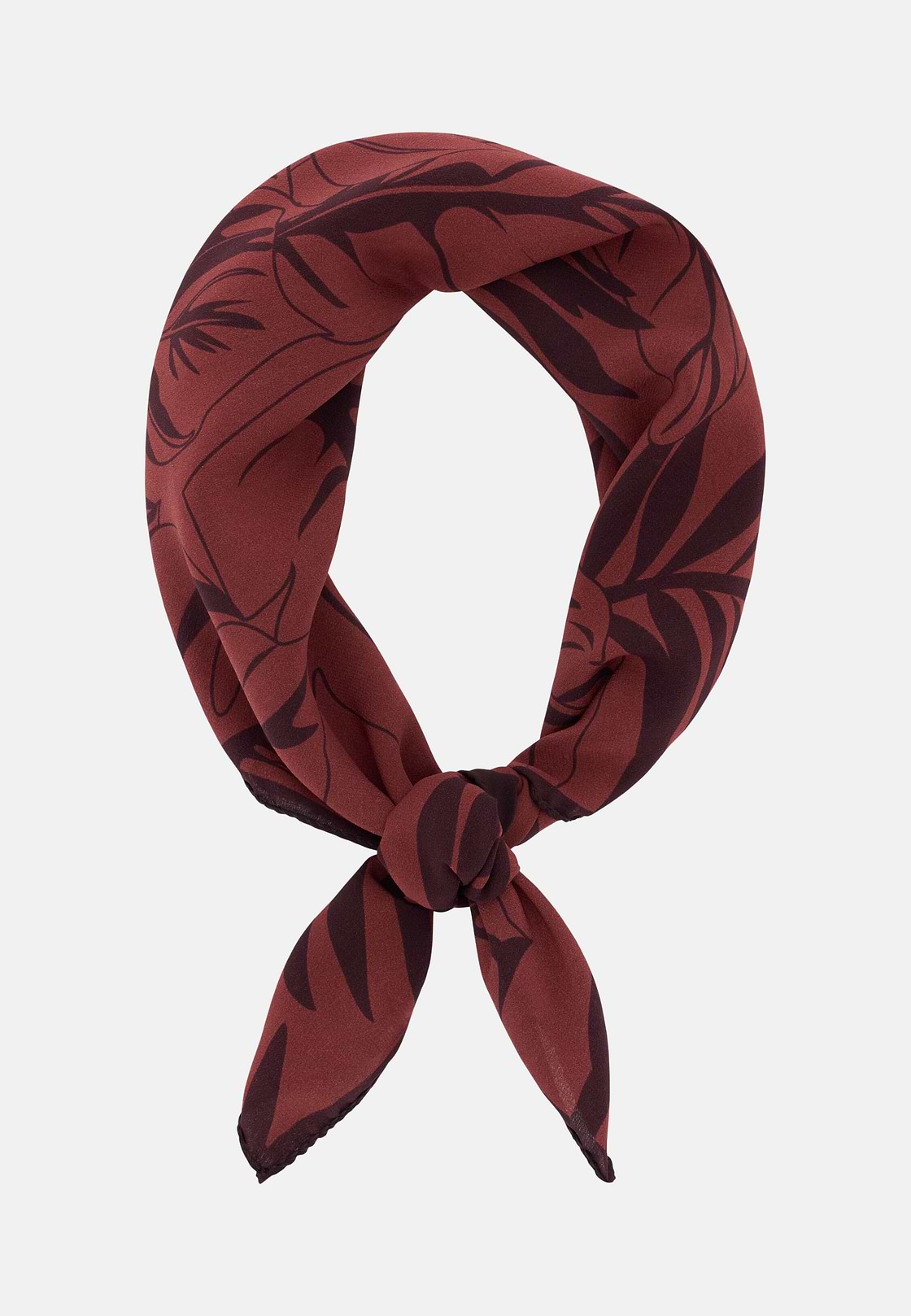Leaf Print Silk Bandana, Rot, hi-res, 2