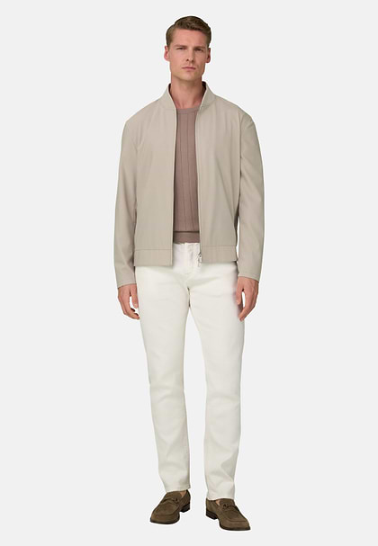 Wool Blend Bomber Jacket, Beige, hi-res
