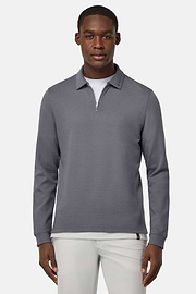 Half-Zip Sweatshirt in a Cotton Blend, Charcoal, hi-res