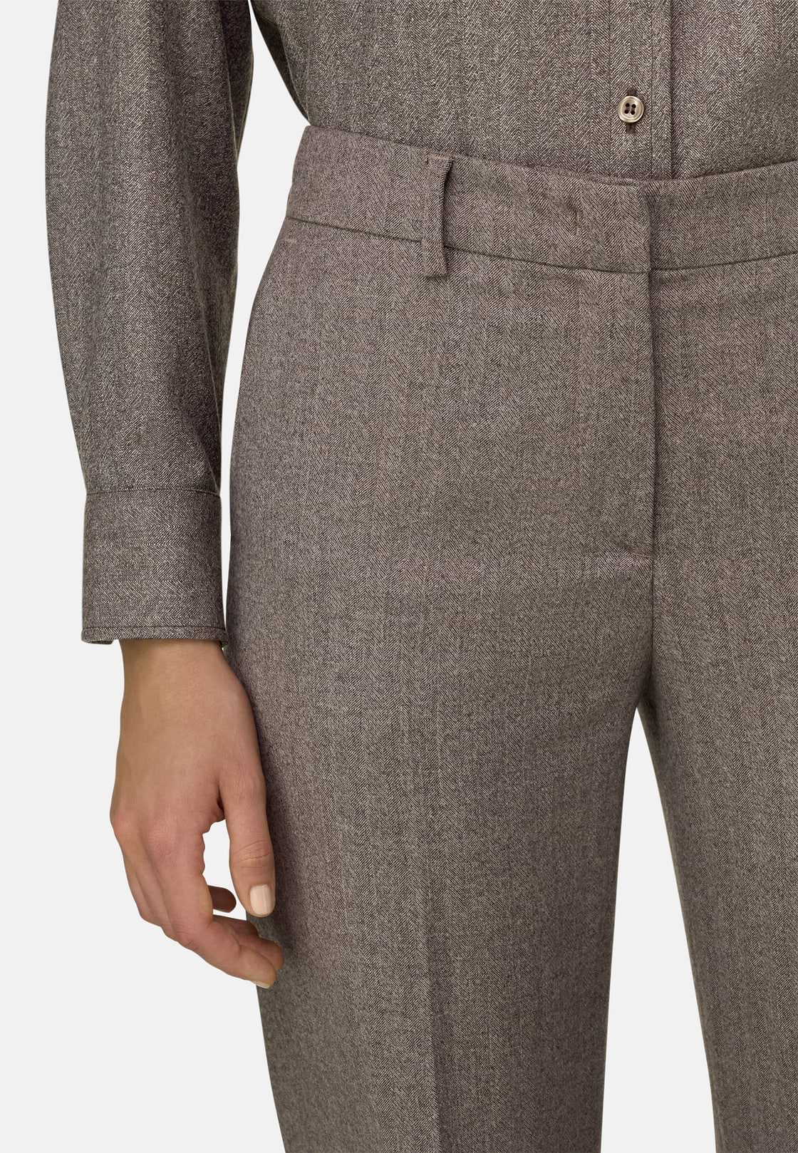 Wool Wide-Leg Trousers, Taupe, hi-res, 3