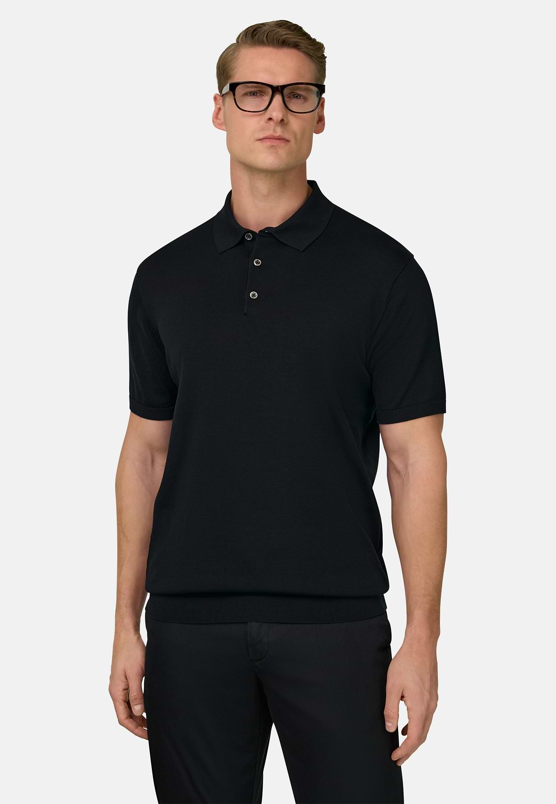 Polo Di Maglia In Cotone Seta, Nero, hi-res, 1