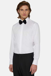 Cotton Satin Slim Fit Shirt, White, hi-res