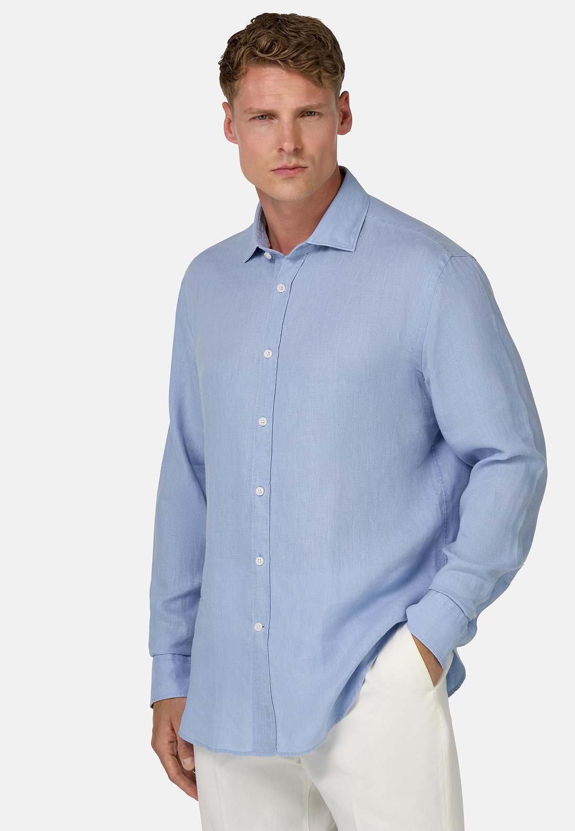 Regular Fit Linen Shirt, Light Blue, hi-res