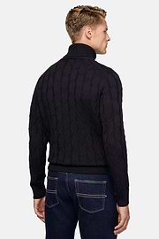 Rollkragenpullover Aus Merinowolle, Navy blau, hi-res