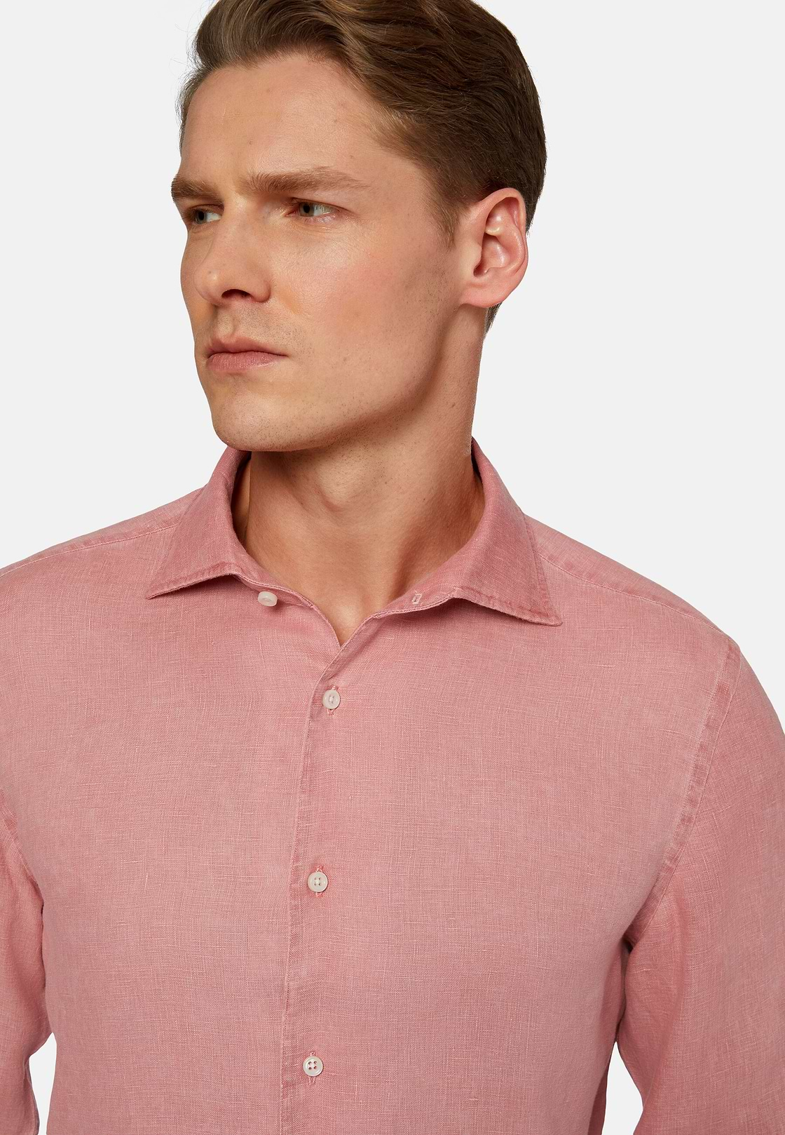 Regular Fit Papaya Linen Shirt, Papaya, hi-res