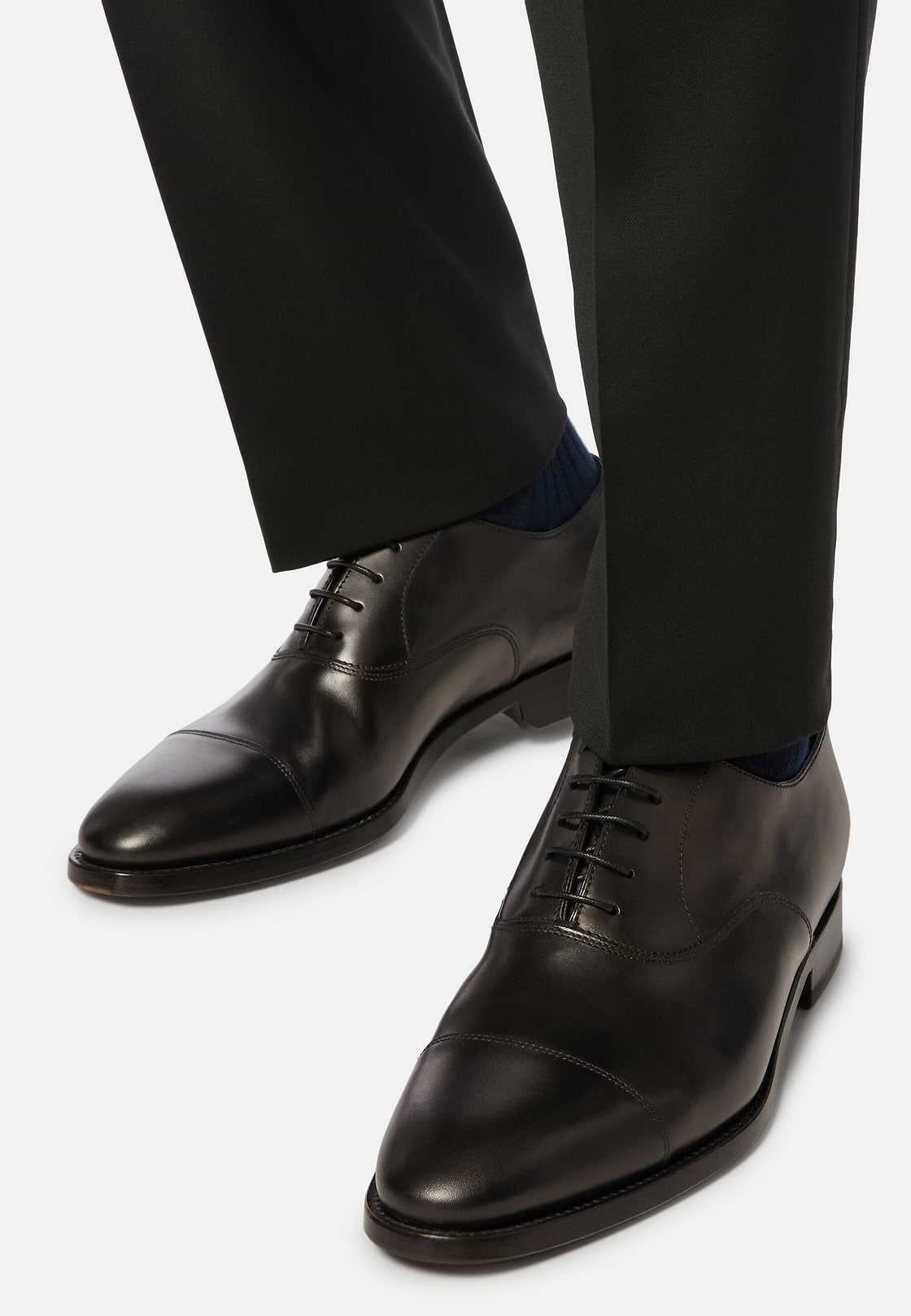 Leather Oxford Shoes, Black, hi-res