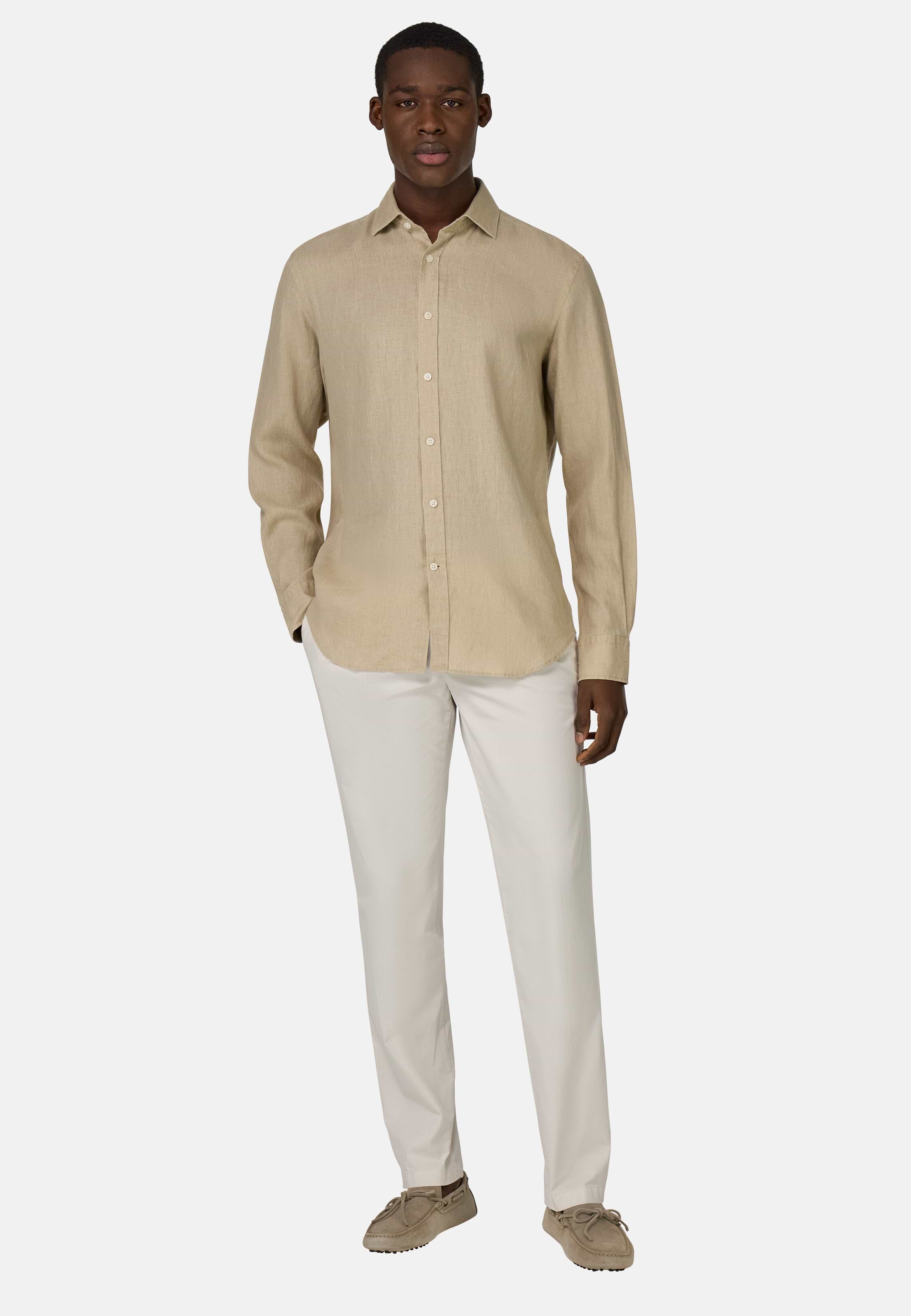 beige dress shirt Men's Slim Fit Solid Color Dress Shirt (Beige) Beige / Large/16-16.5 Neck/32-33 Sleeve
