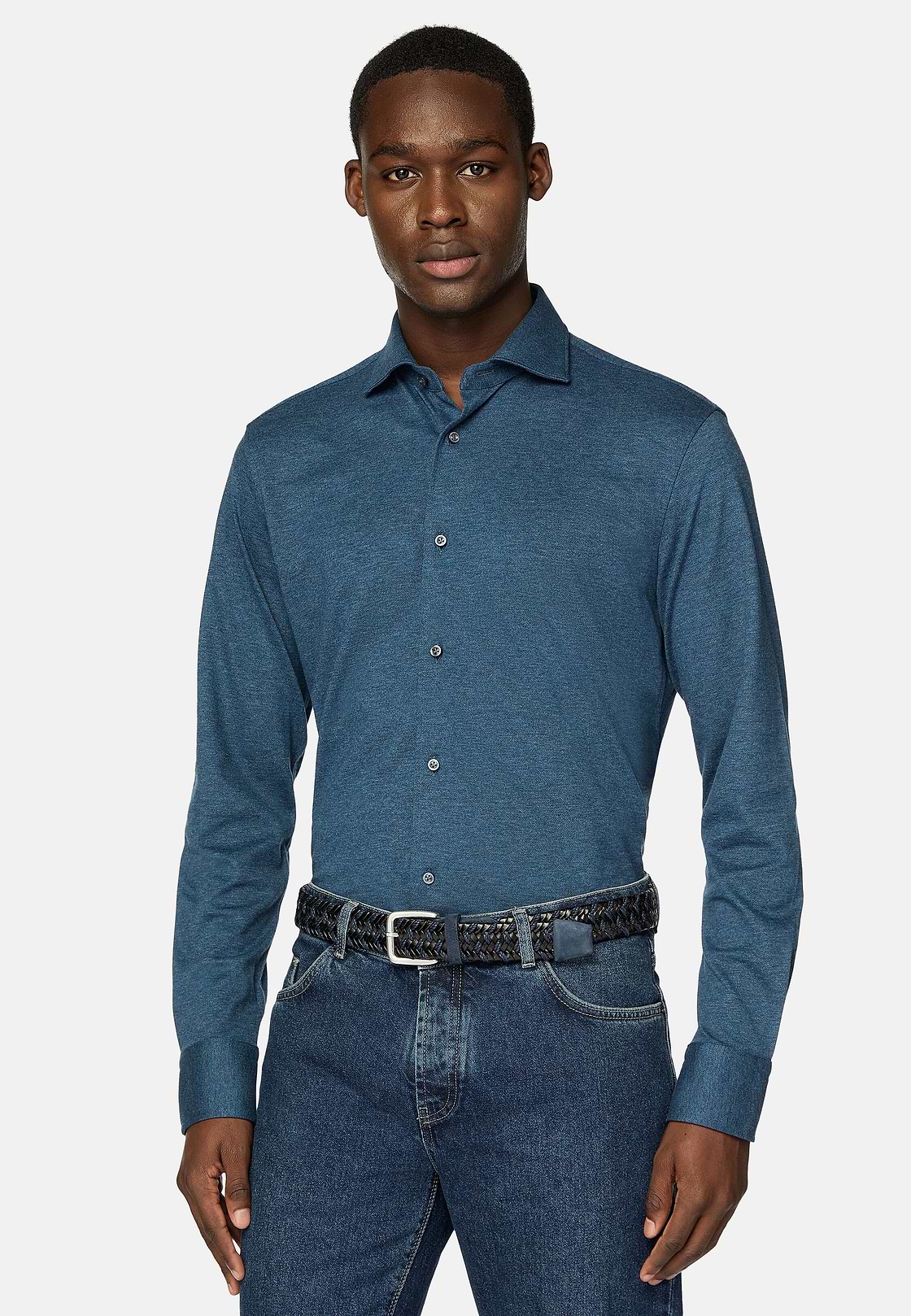 Polo Chemise En Piqué Regular Fit, Bleu, hi-res