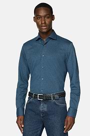 Polo Chemise En Piqué Regular Fit, Bleu, hi-res