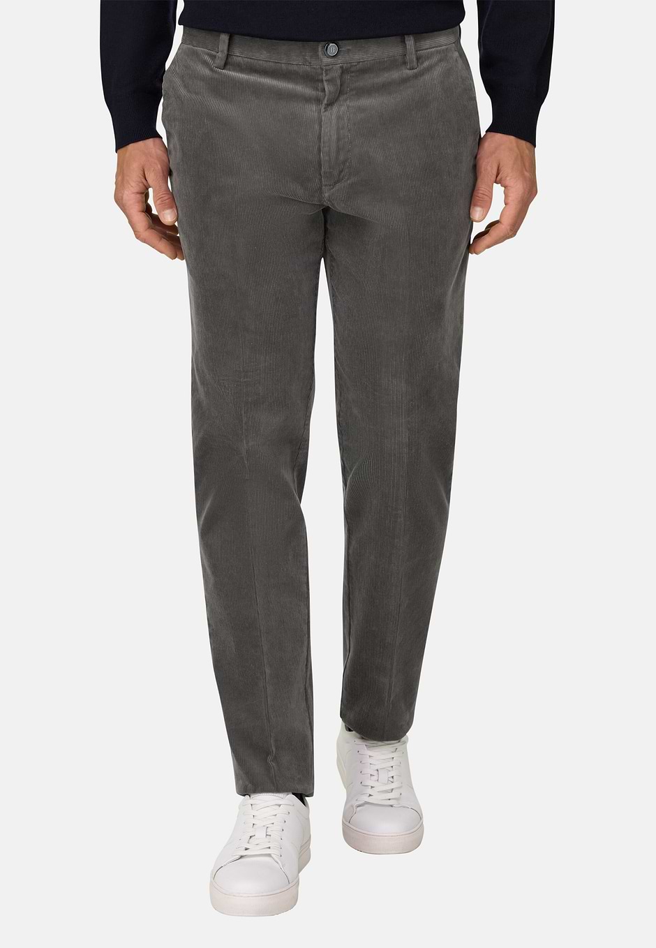 Trousers in Stretch Velvet, Grey, hi-res