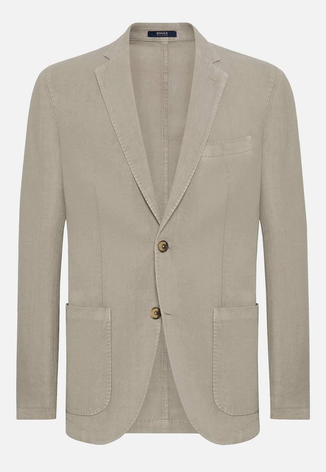 Veste Gris Tourterelle En Pur Lin, Taupe, hi-res