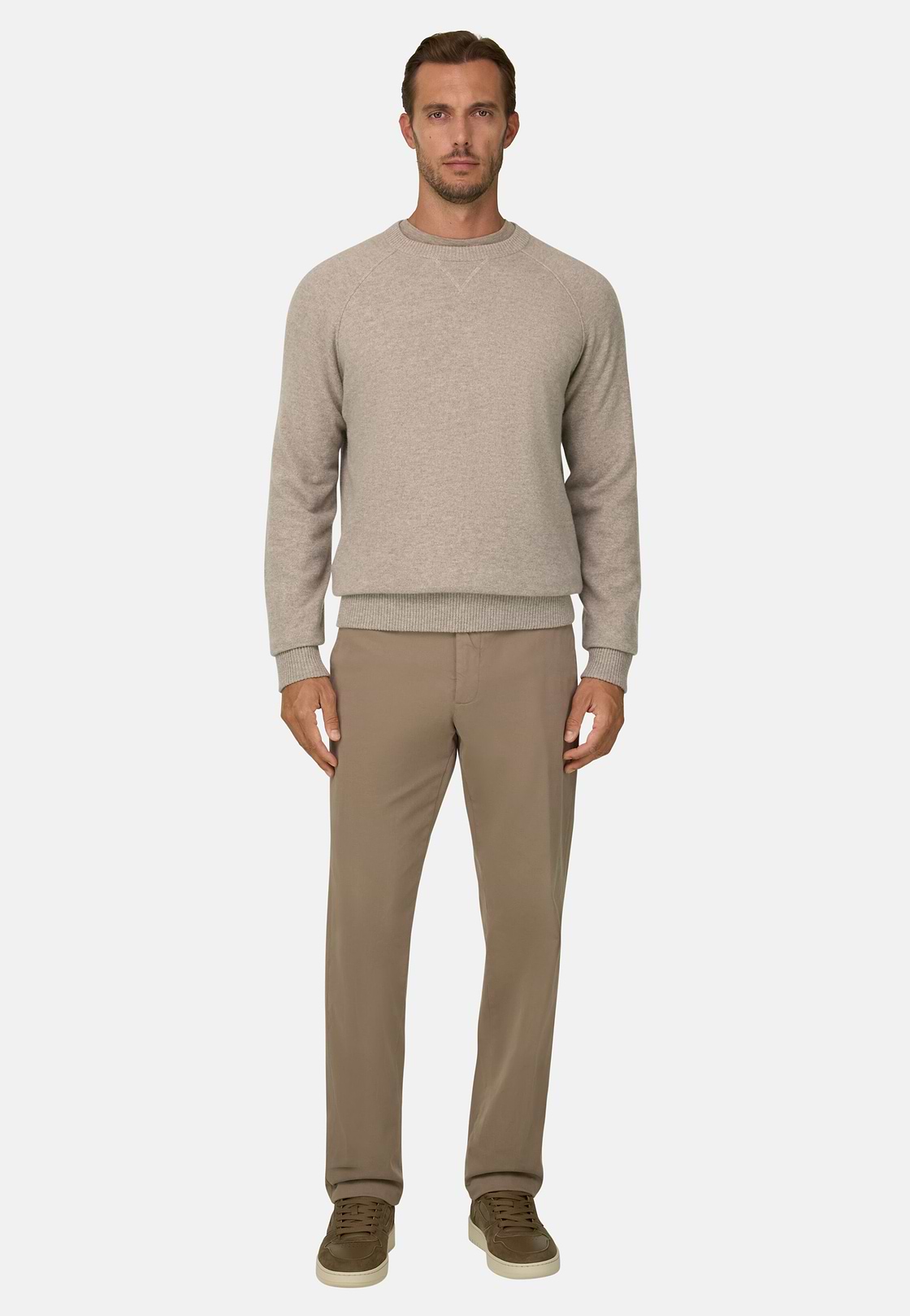 Crew Neck Jumper in Yak Wool, Sand, hi-res, 2