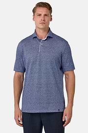 Cotton/Linen Piqué Polo Shirt, Blue, hi-res