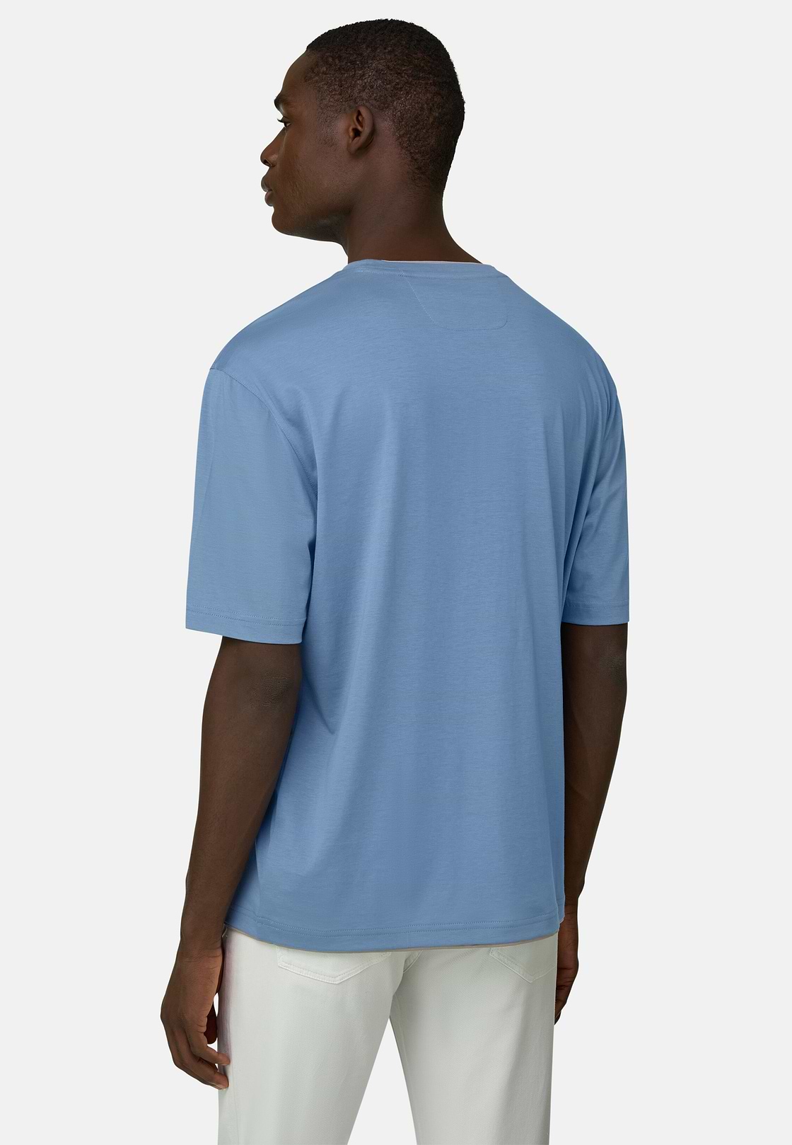 T-shirt In Cotone Pima, Azzurro, hi-res, 3