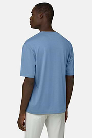 T-shirt In Cotone Pima, Azzurro, thumb, 3