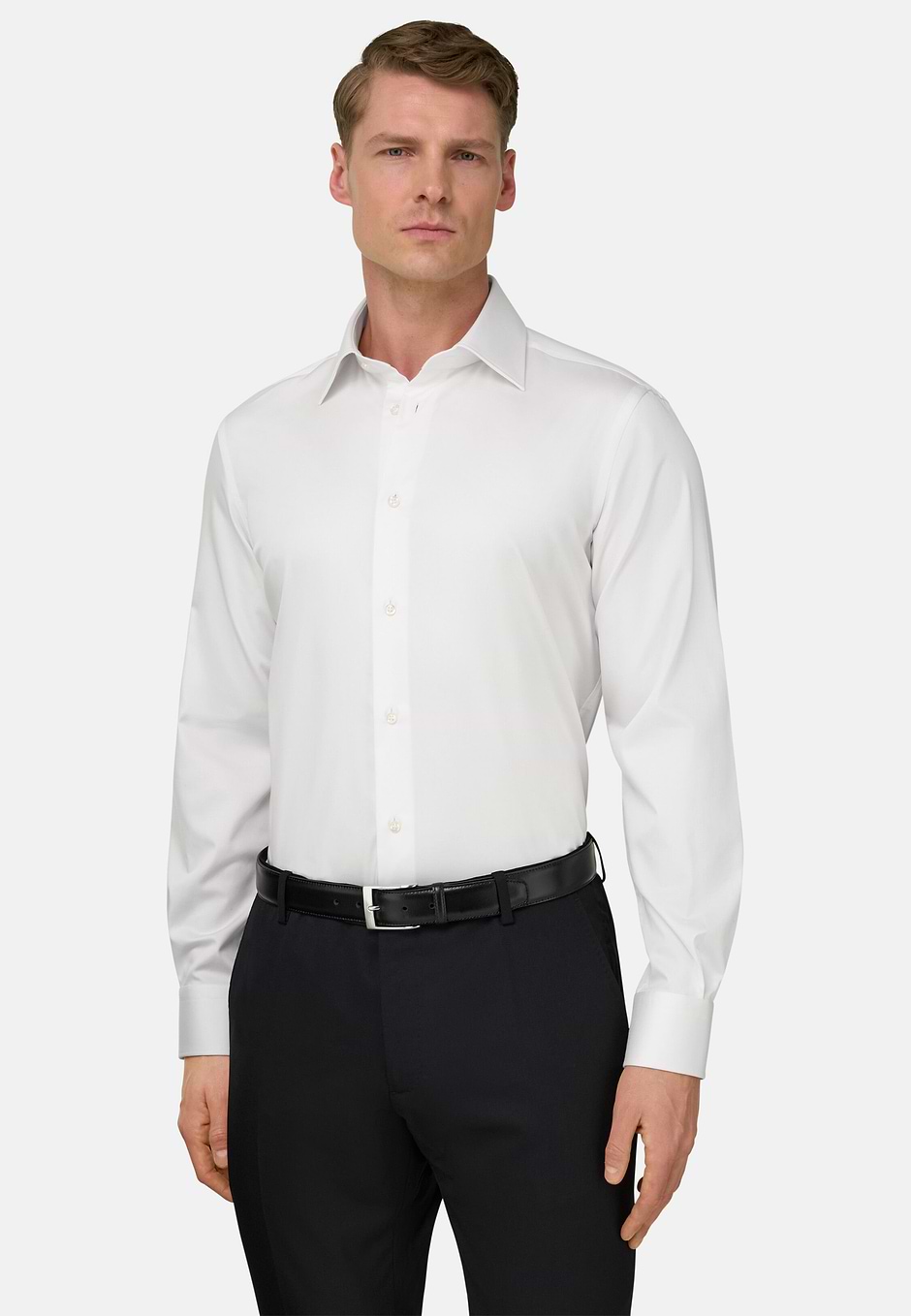 Shirt in Cotton Satin Regular Fit, White, hi-res