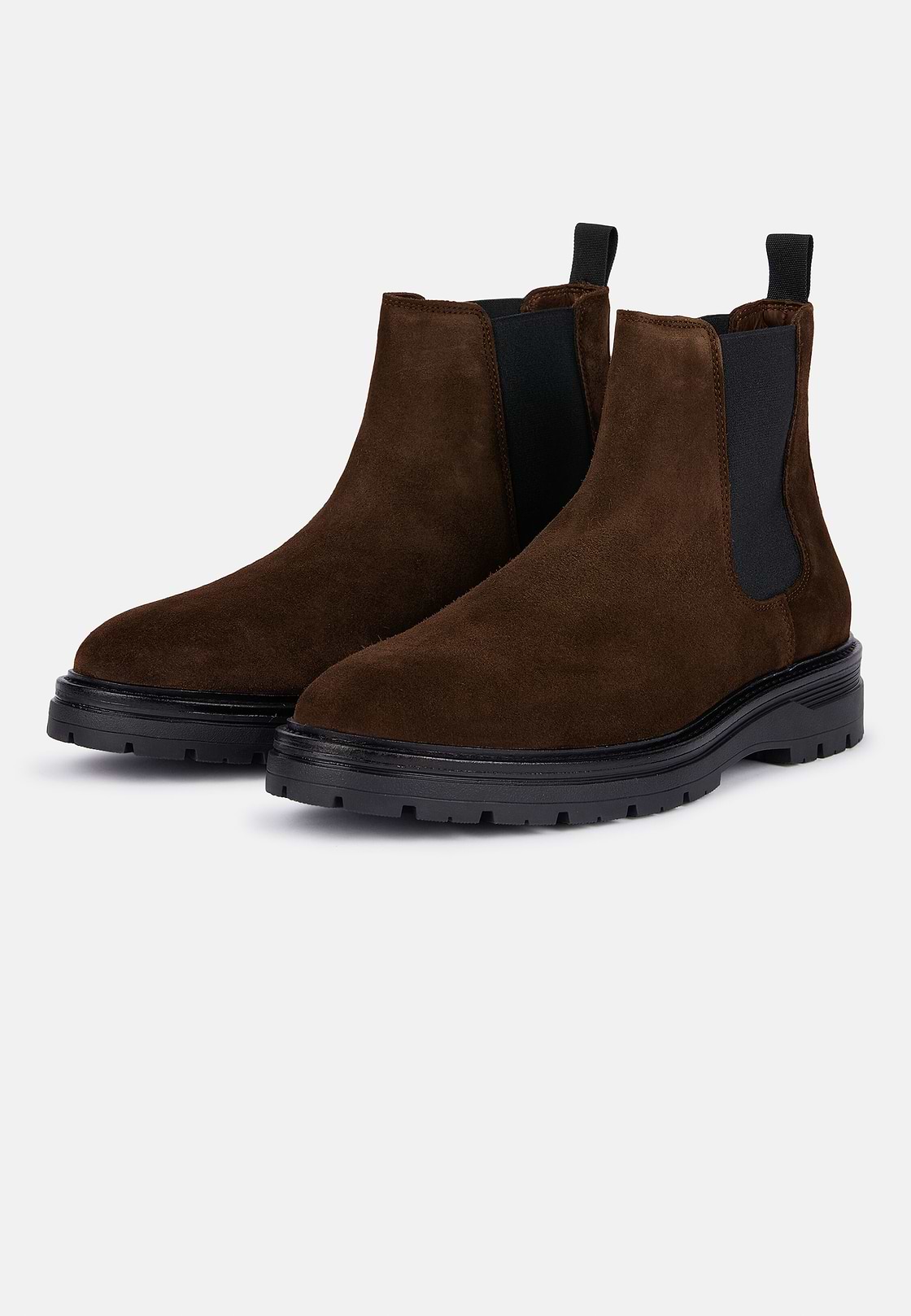 Suede Leather Ankle Boots, Brown, hi-res