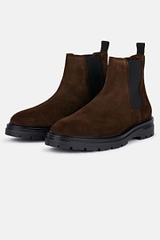 Suede Leather Ankle Boots, Brown, hi-res