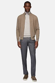 Pull Full Zip Marron En Laine Cachemire, Marron, hi-res
