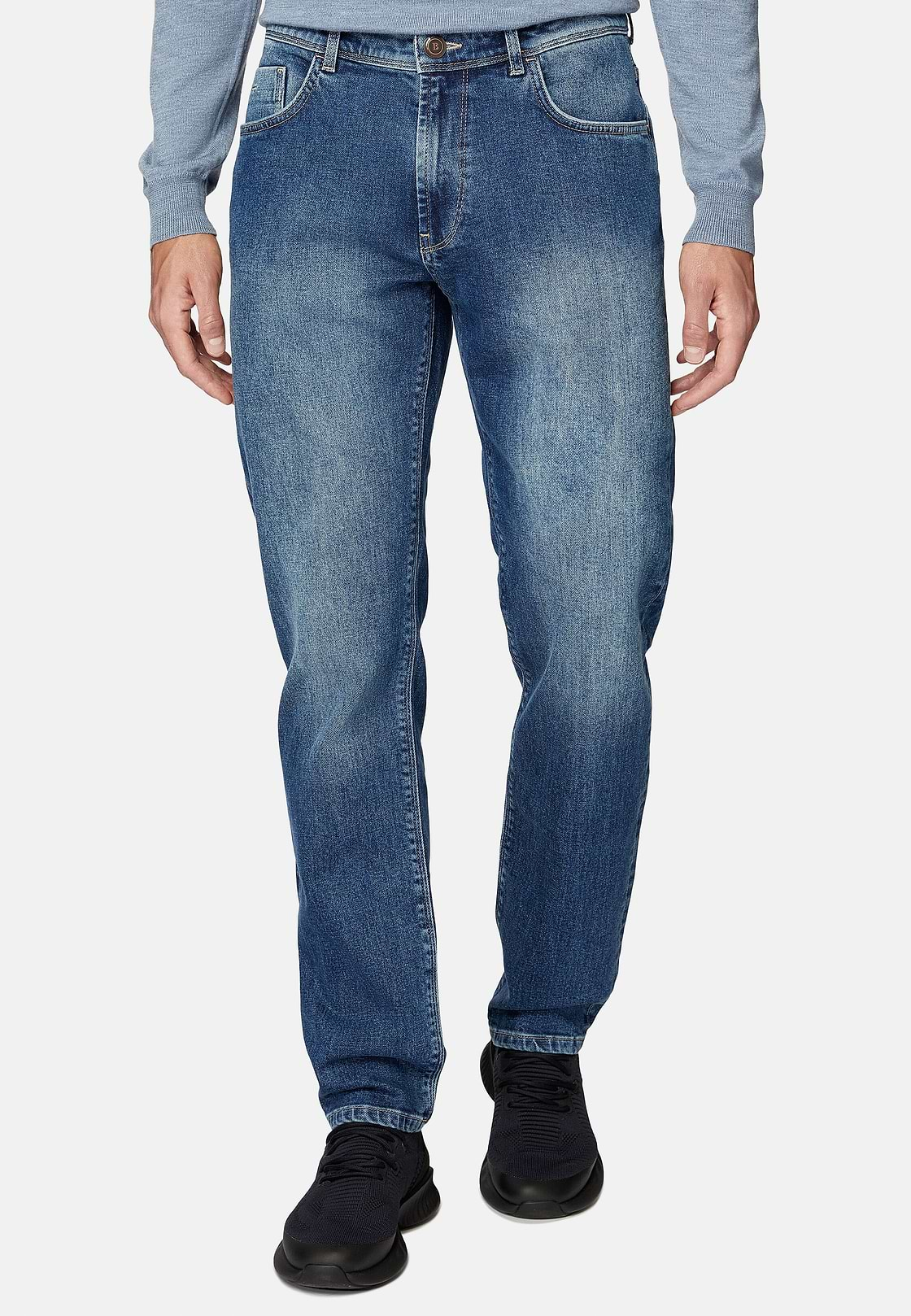 Mittelblaue Jeans Aus Elastischem Denim, Hellblau, hi-res