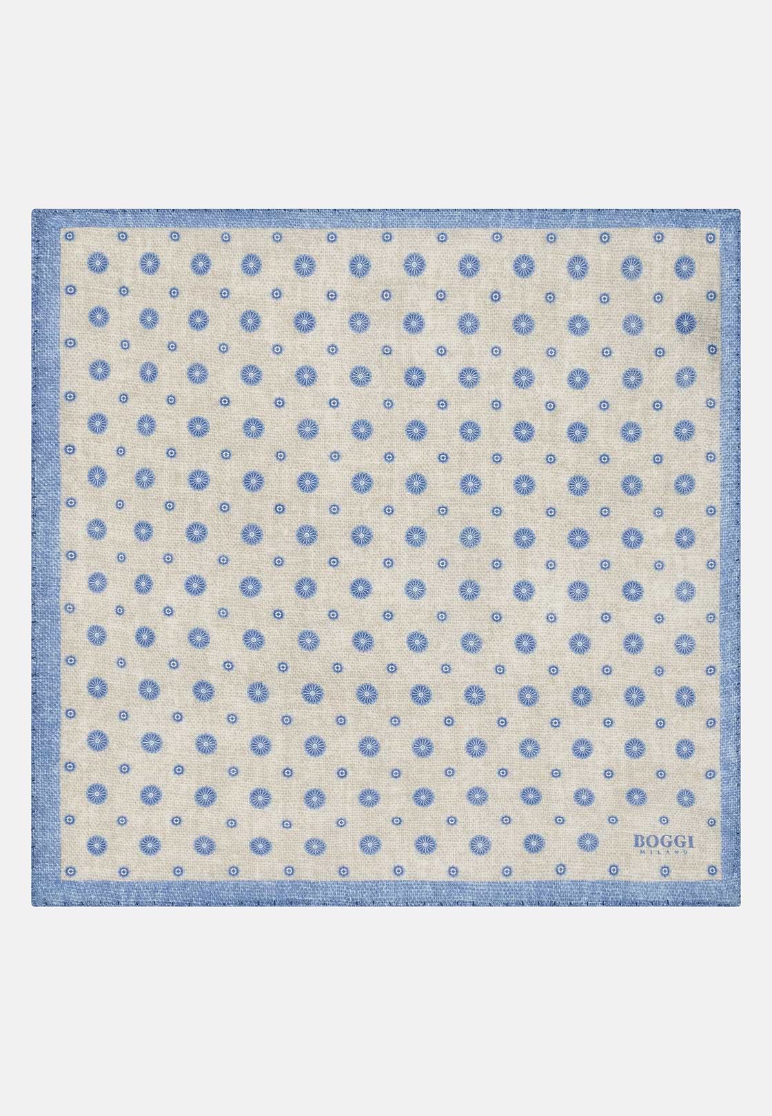Medallion Linen Pocket Square, Cream, hi-res, 2