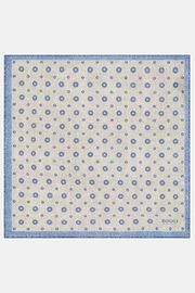 Medallion Linen Pocket Square, Cream, thumb, 2