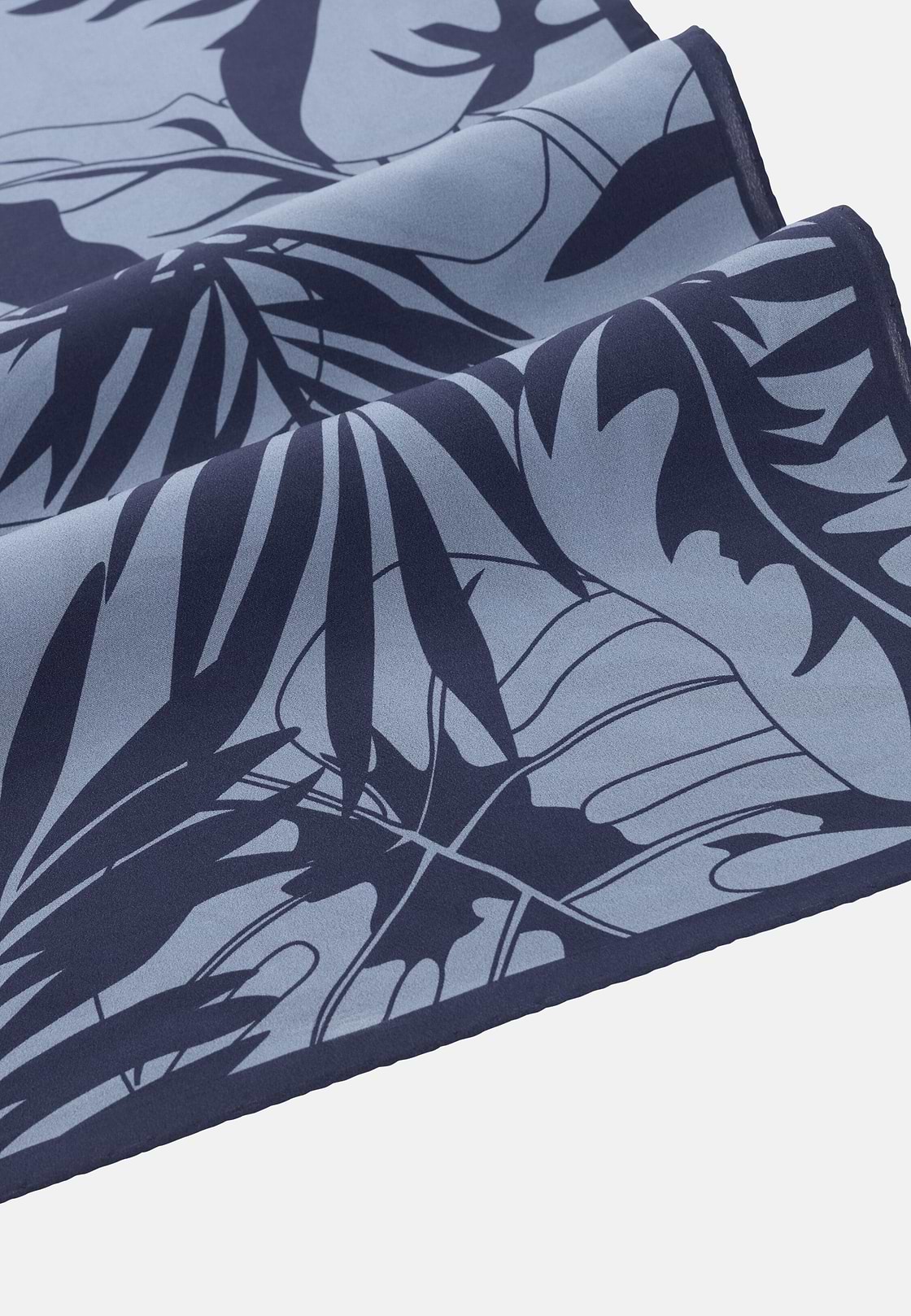 Leaf Print Silk Bandana, Blue, hi-res, 3